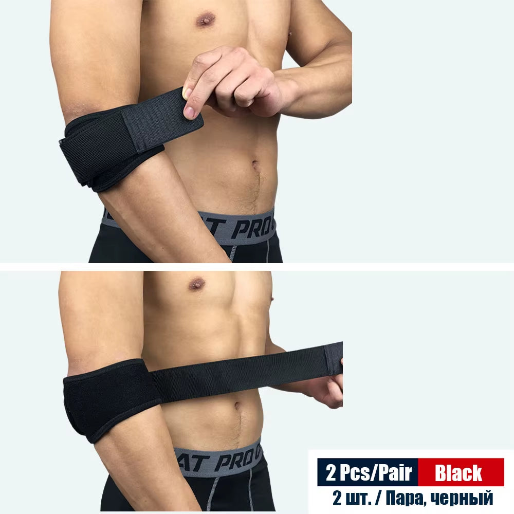 Sports Compression Elbow Brace Support Straps with GEL Pad & Adjustable Band for Tennis Golfer Relieve Tendonitis Forearm Pain